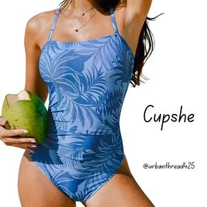 ☀️2/$29 sale! Cupshe Blue Tropical One Piece Swimsuit